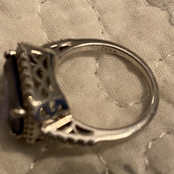 Tova Diamonique & Simulated Tanzanite Ring 925 sterling silver size 8 - Picture 9 of 9